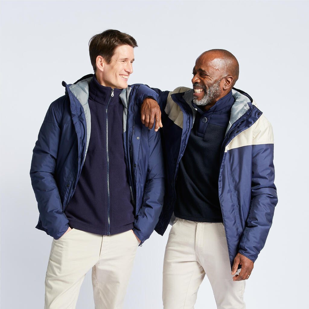 Men's waterproof sailing and rain jacket SAILING 100 Navy blue Beige